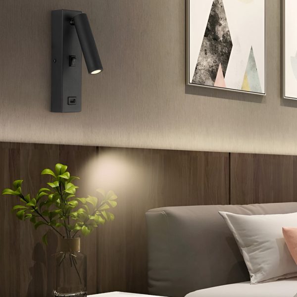 CHWDA24845 Rectangular Adjustable LED Modern Wall Lamp with Switch USB Charging Port - Image 5