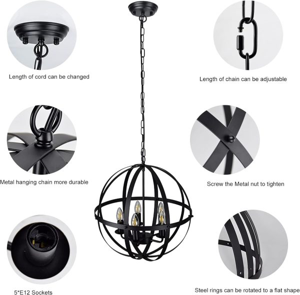 CHWDA24827 Adjustable Chandelier Entryway E12 Matte - Image 6