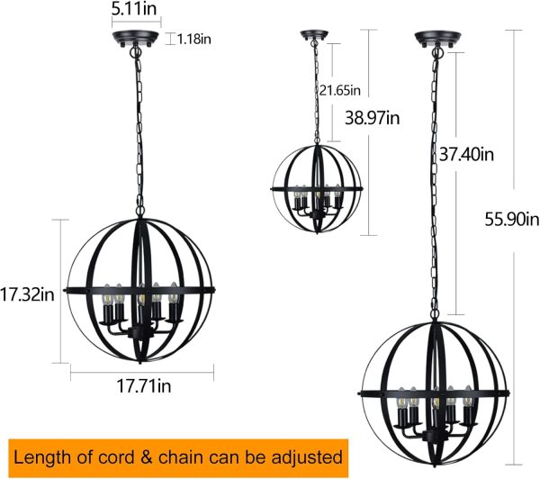 CHWDA24827 Adjustable Chandelier Entryway E12 Matte - Image 3