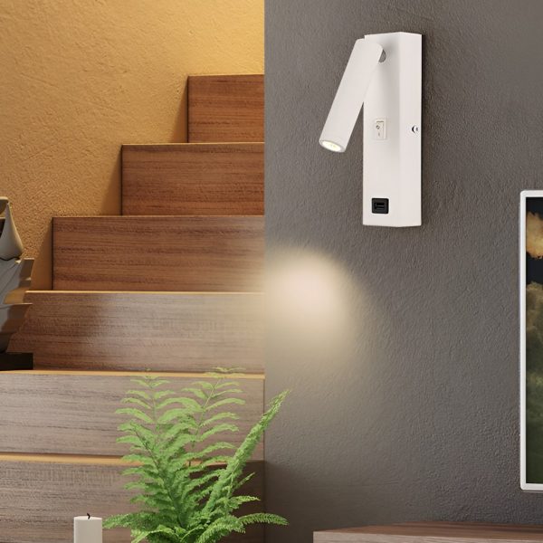 CHWDA24845 Rectangular Adjustable LED Modern Wall Lamp with Switch USB Charging Port - Image 3