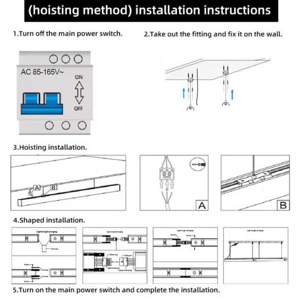 CHWDA24853 Black White Suspended Lighting Hanging Customized Square Led Linear Light - Image 6