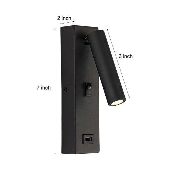 CHWDA24845 Rectangular Adjustable LED Modern Wall Lamp with Switch USB Charging Port - Image 6